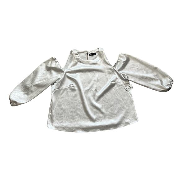 INC White Snakeskin Embossed Cold Shoulder Long Sleeve Top Plus Size 2X NEW Tags - Picture 1 of 12